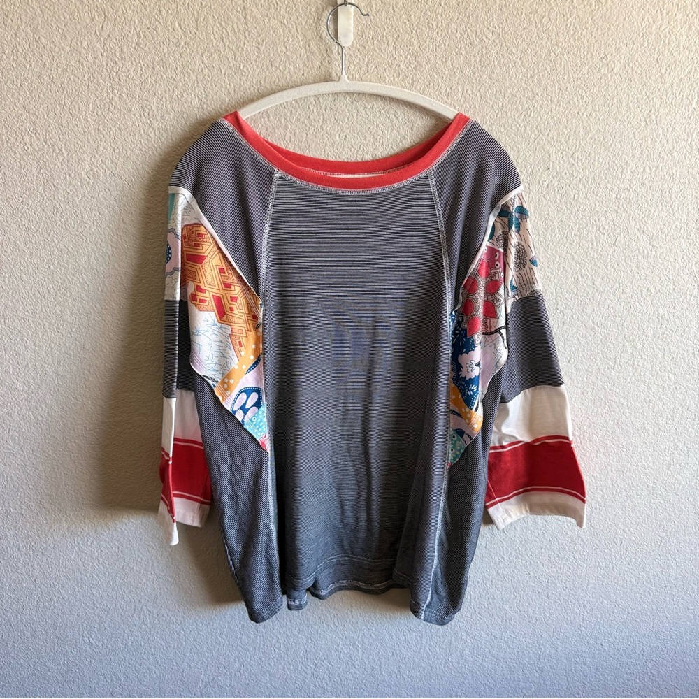 Patchwork Oversized Long Sleeve Top Boho Bohemian… - image 2